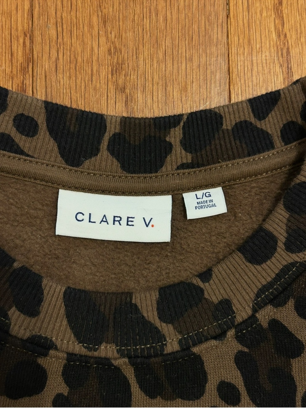 Clare V Leopard Print French Terry Sweatshirt Size Large - Picture 4 of 7